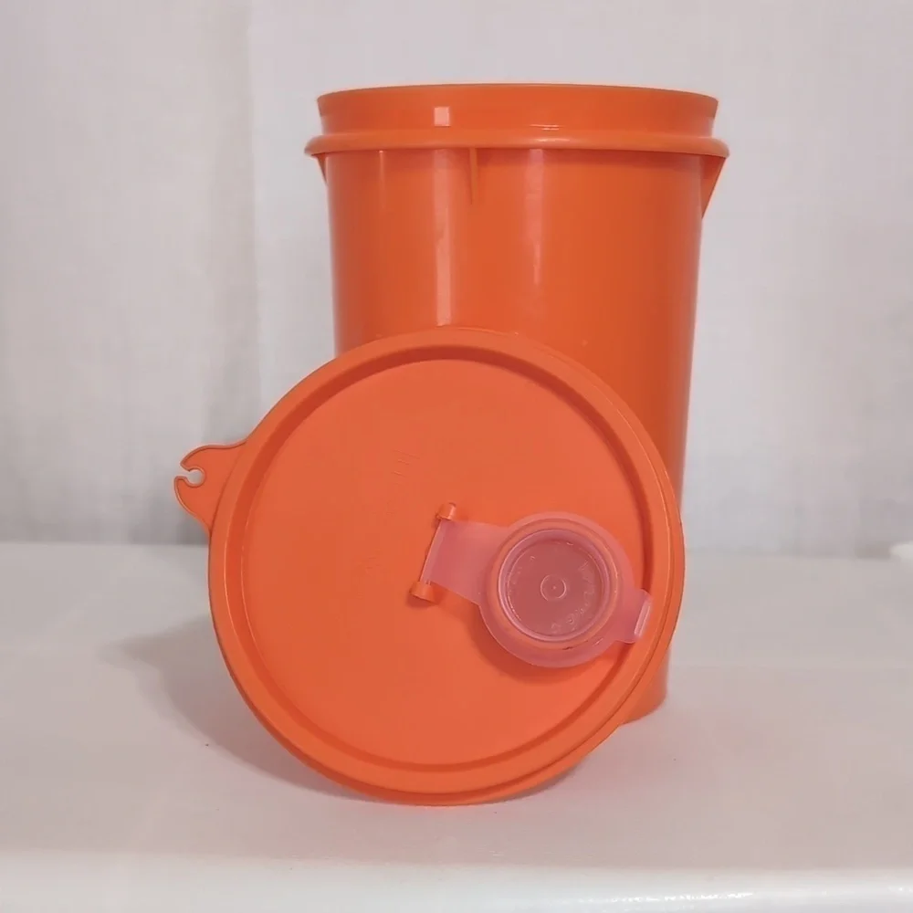 Tupperware 1980s Vintage Orange Handolier with Pour Lid Canister